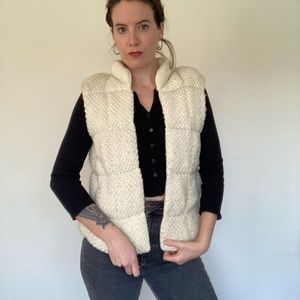 Vintage cream colored quilted knit puffer vest. Size medium.